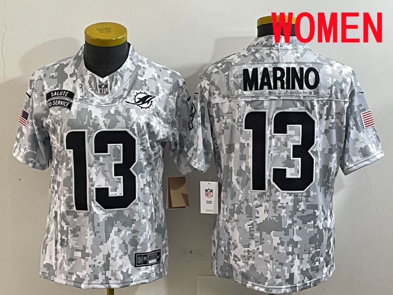Women Miami Dolphins #13 Marino Nike Arctic Camo 2025 Salute to Service Limited NFL Jersey style 1->youth nfl jersey->Youth Jersey